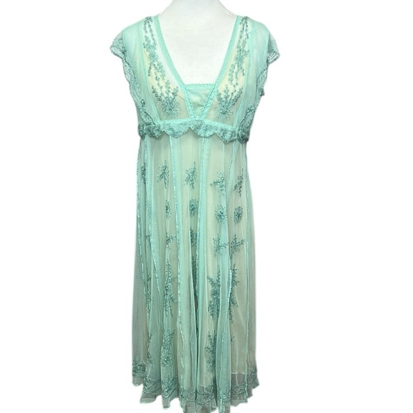 The Pyramid Collection Dresses & Skirts - The Pyramid Collection Sheer Embroidered Mint Dress